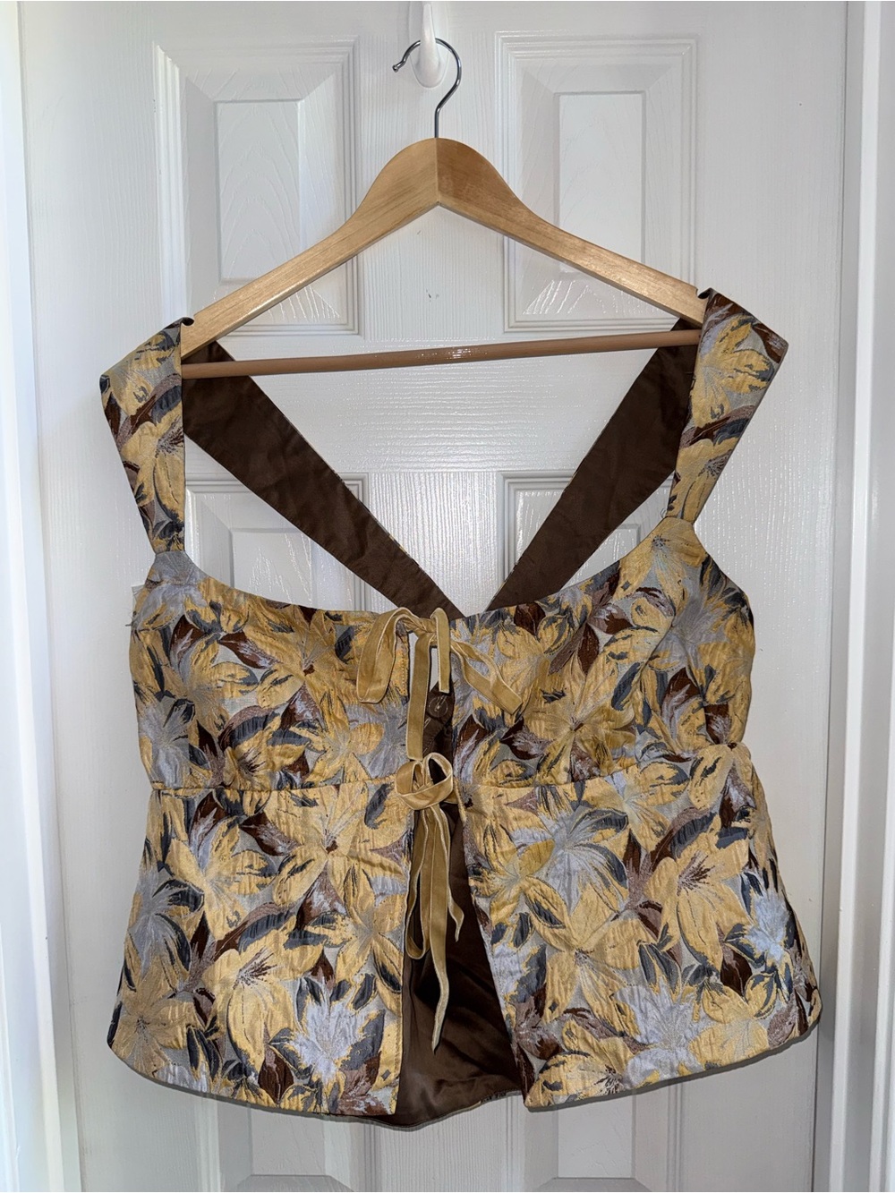 Reformation Azalea Floral Top Madonna Size 18 Tie Close Summer Resort Quiet Luxe - Picture 3 of 11